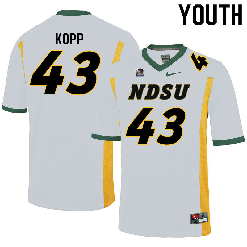 Youth #43 Logan Kopp North Dakota State Bison College Football Jerseys Sale-White